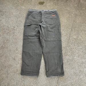 Vtg SOREL Leather Patch Earthtone Workwear Flannel Lined Cargo Pants 35" Fit